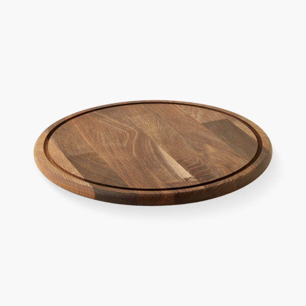 By Brorson Skære-/serveringsbræt m. saftrille Ø 35 cm - Røget Egetræ - Image 2